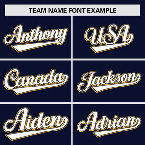 Custom Navy Gold Personalized Raglan Sleeves Authentic Baseball Jersey