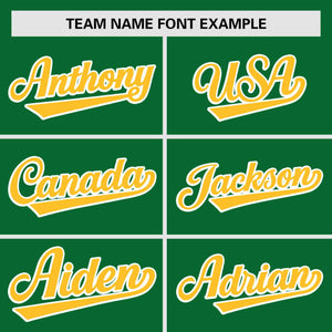 Custom Kelly Green Gold Personalized Raglan Sleeves Authentic Baseball Jersey