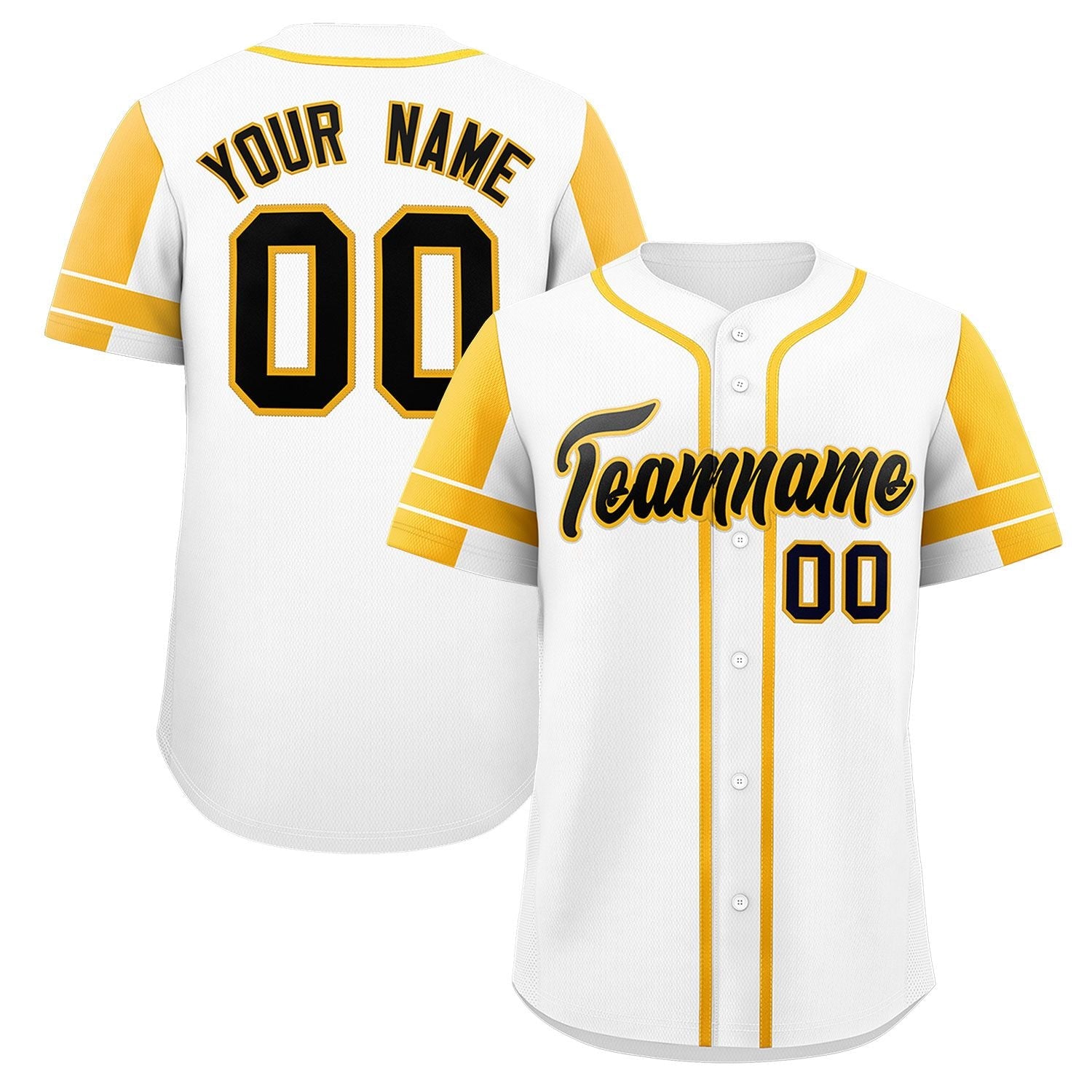 Custom White Gold Personalized Raglan Sleeves Authentic Baseball Jersey