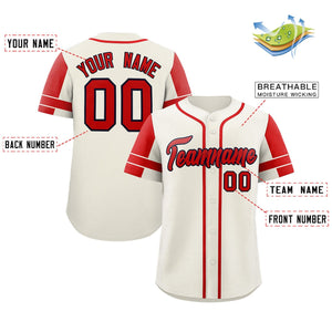 Custom Cream Red Personalized Raglan Sleeves Authentic Baseball Jersey