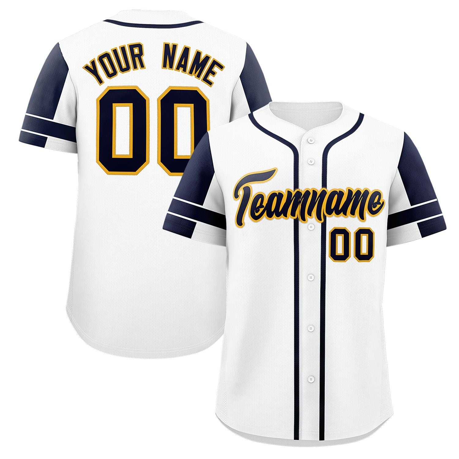 Custom White Navy Personalized Raglan Sleeves Authentic Baseball Jersey