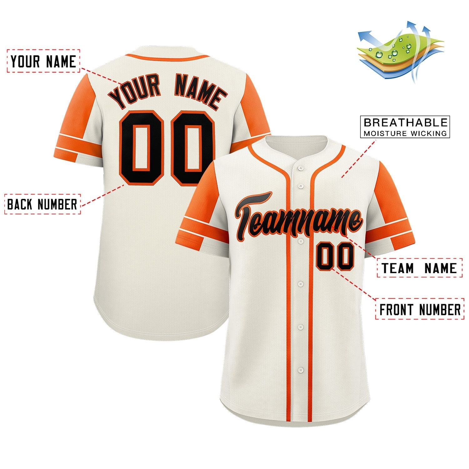 Custom Cream Orange Personalized Raglan Sleeves Authentic Baseball Jersey