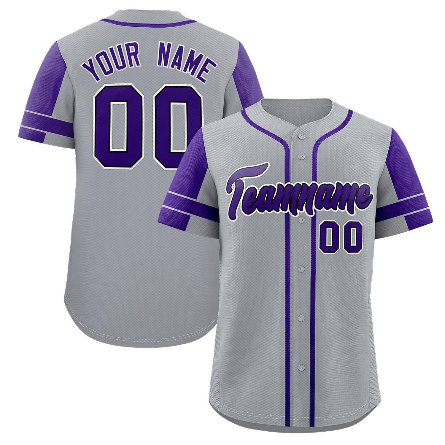 Custom Gray Purple Personalized Raglan Sleeves Authentic Baseball Jersey