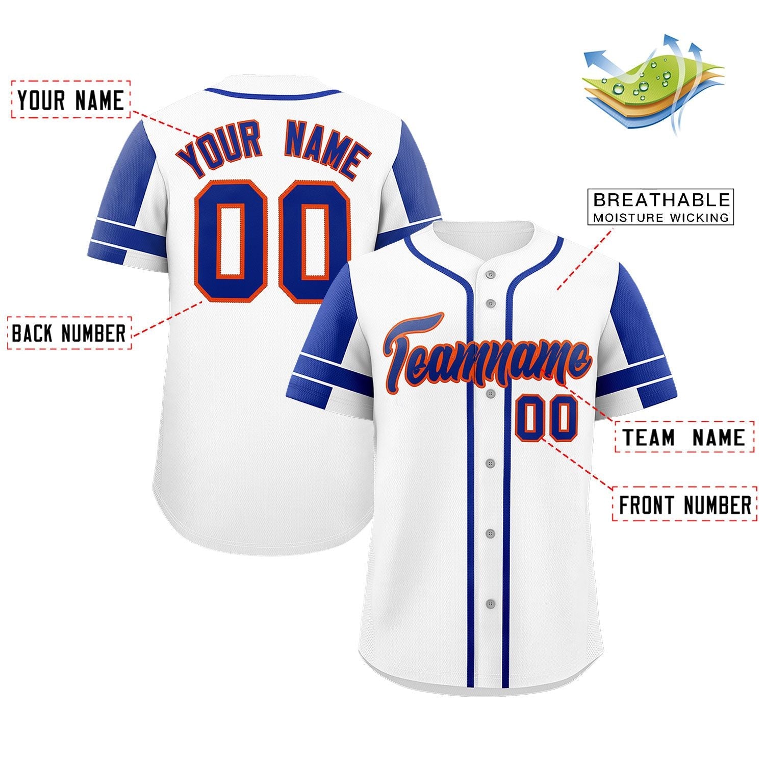 Custom White Royal Personalized Raglan Sleeves Authentic Baseball Jersey