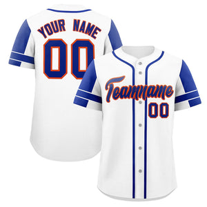 Custom White Royal Personalized Raglan Sleeves Authentic Baseball Jersey