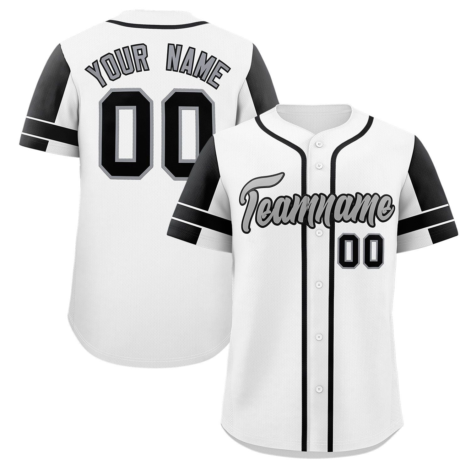 Custom White Black Personalized Raglan Sleeves Authentic Baseball Jersey