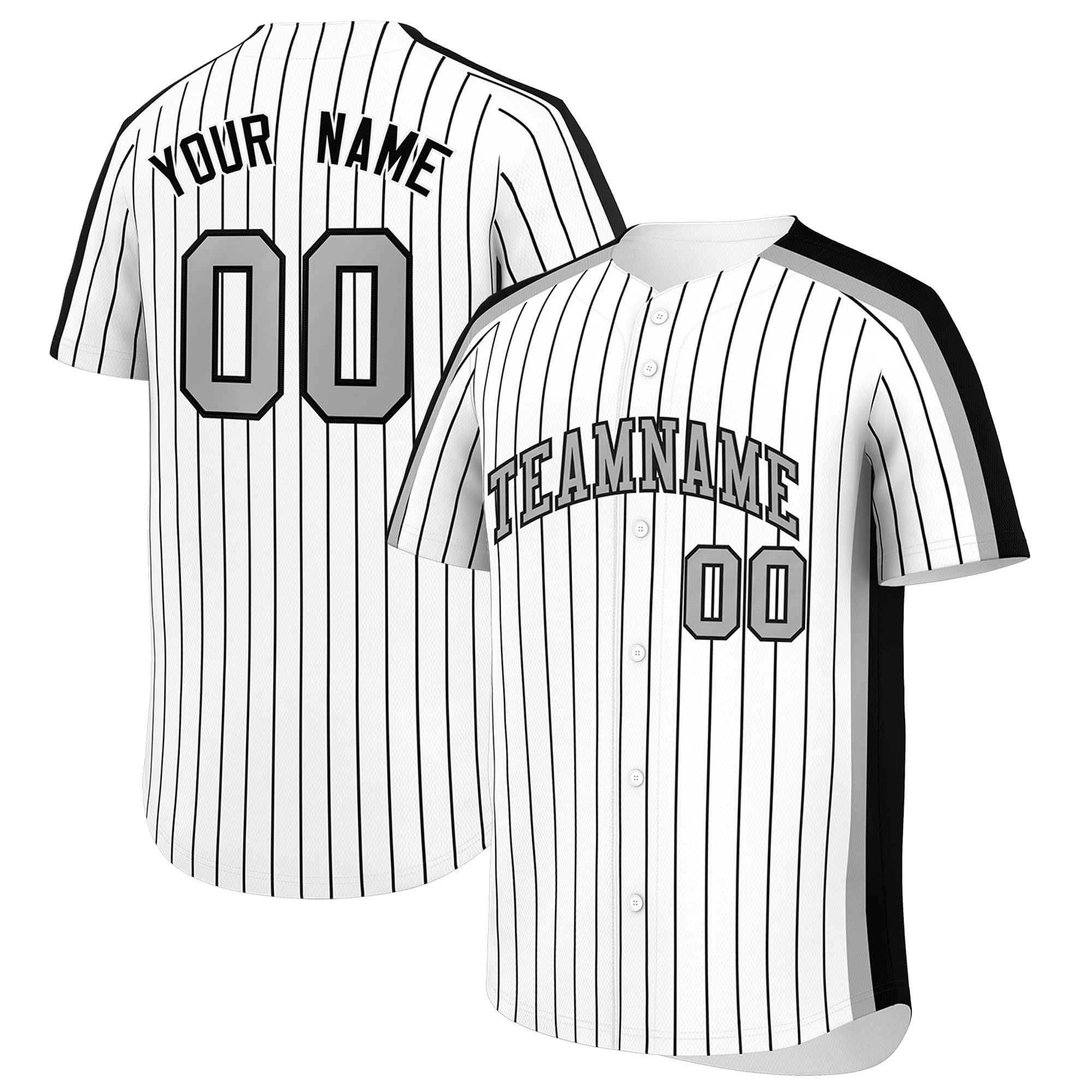 Custom White Black Pinstripe Personalized Side Two-tone Authentic Baseball Jersey