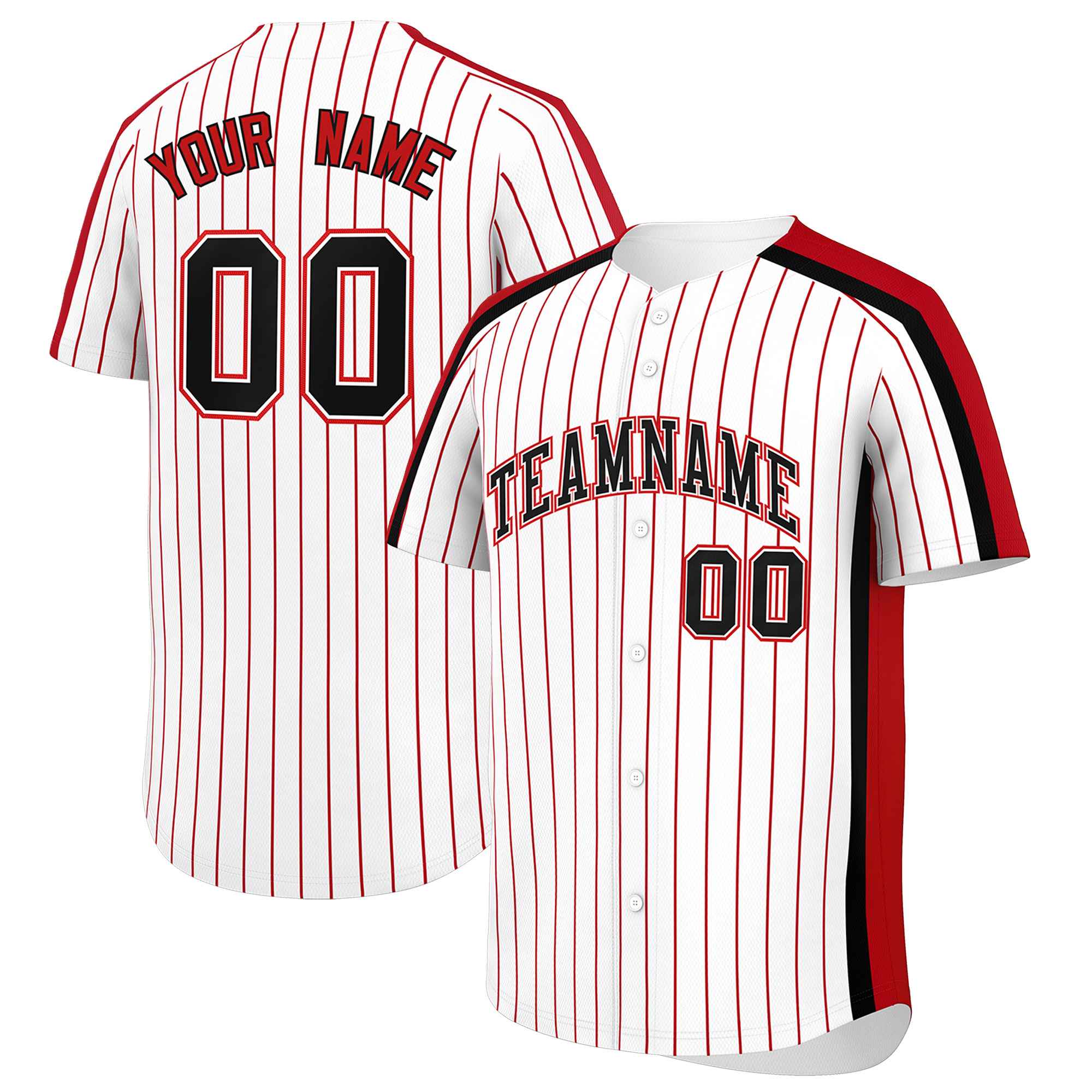 Custom White Red Pinstripe Personalized Side Two-tone Authentic Baseball Jersey