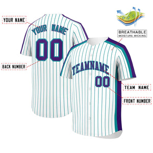 Custom White Sky Blue Pinstripe Personalized Side Two-tone Authentic Baseball Jersey