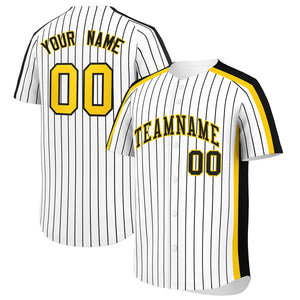 Custom White Black Pinstripe Personalized Side Two-tone Authentic Baseball Jersey