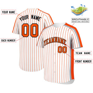 Custom White Orange Pinstripe Personalized Side Two-tone Authentic Baseball Jersey