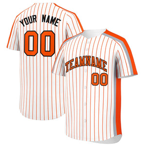 Custom White Orange Pinstripe Personalized Side Two-tone Authentic Baseball Jersey