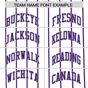 Custom White Purple Pinstripe Personalized Side Two-tone Authentic Baseball Jersey