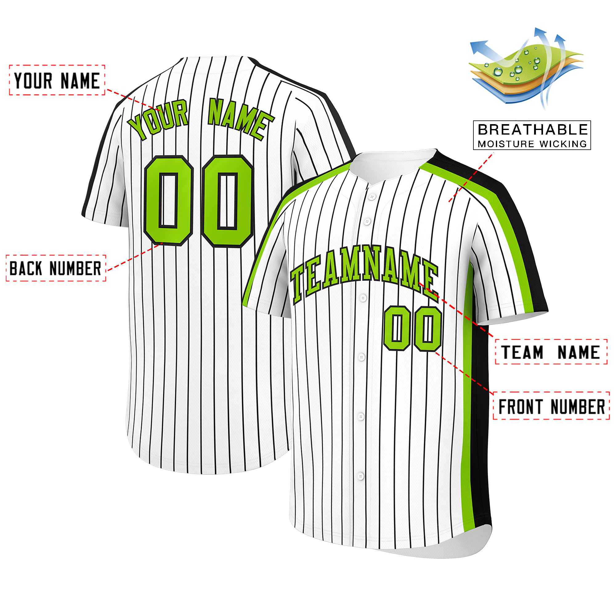 Custom White Black Pinstripe Personalized Side Two-tone Authentic Baseball Jersey