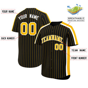 Custom Black Gold Pinstripe Personalized Side Two-tone Authentic Baseball Jersey