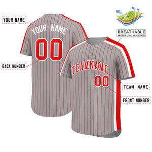 Custom Gray Red Pinstripe Personalized Side Two-tone Authentic Baseball Jersey