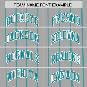 Custom Gray Aqua Pinstripe Personalized Side Two-tone Authentic Baseball Jersey