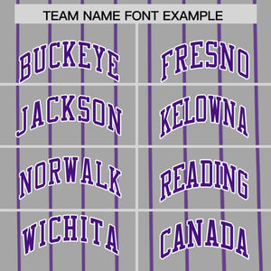 Custom Gray Purple Pinstripe Personalized Side Two-tone Authentic Baseball Jersey