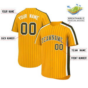 Custom Gold Olive Pinstripe Personalized Side Two-tone Authentic Baseball Jersey