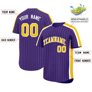 Custom Purple Gold Pinstripe Personalized Side Two-tone Authentic Baseball Jersey