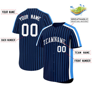 Custom Navy Powder Blue Pinstripe Personalized Side Two-tone Authentic Baseball Jersey