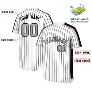 Custom White Black Pinstripe Personalized Side Two-tone Authentic Baseball Jersey