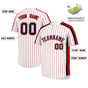 Custom White Red Pinstripe Personalized Side Two-tone Authentic Baseball Jersey