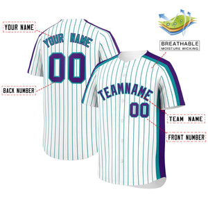 Custom White Sky Blue Pinstripe Personalized Side Two-tone Authentic Baseball Jersey