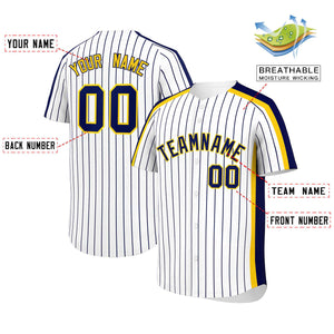 Custom White Navy Pinstripe Personalized Side Two-tone Authentic Baseball Jersey