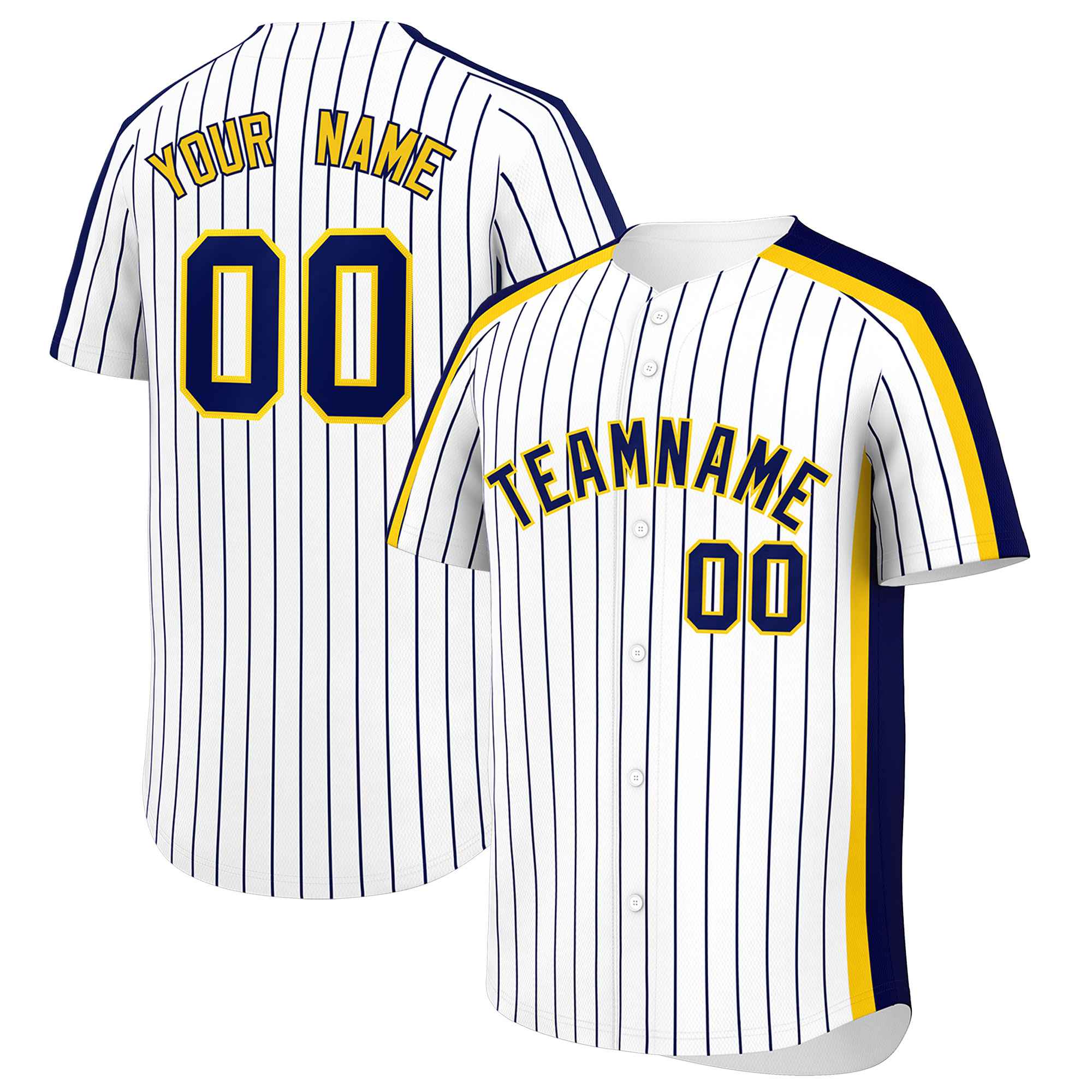 Custom White Navy Pinstripe Personalized Side Two-tone Authentic Baseball Jersey