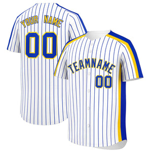 Custom White Royal Pinstripe Personalized Side Two-tone Authentic Baseball Jersey