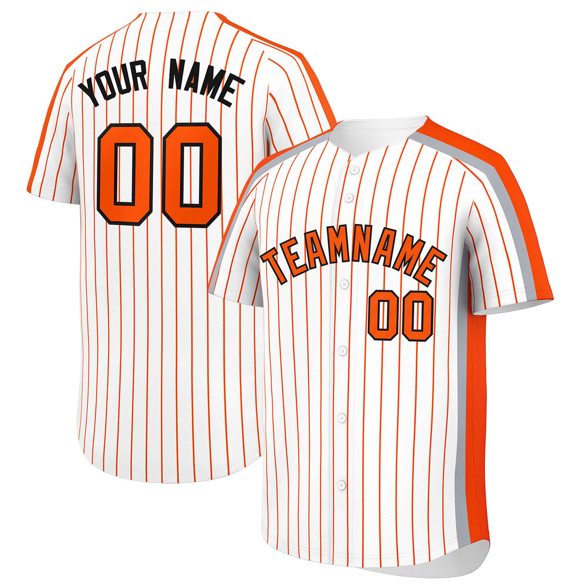 Custom White Orange Pinstripe Personalized Side Two-tone Authentic Baseball Jersey