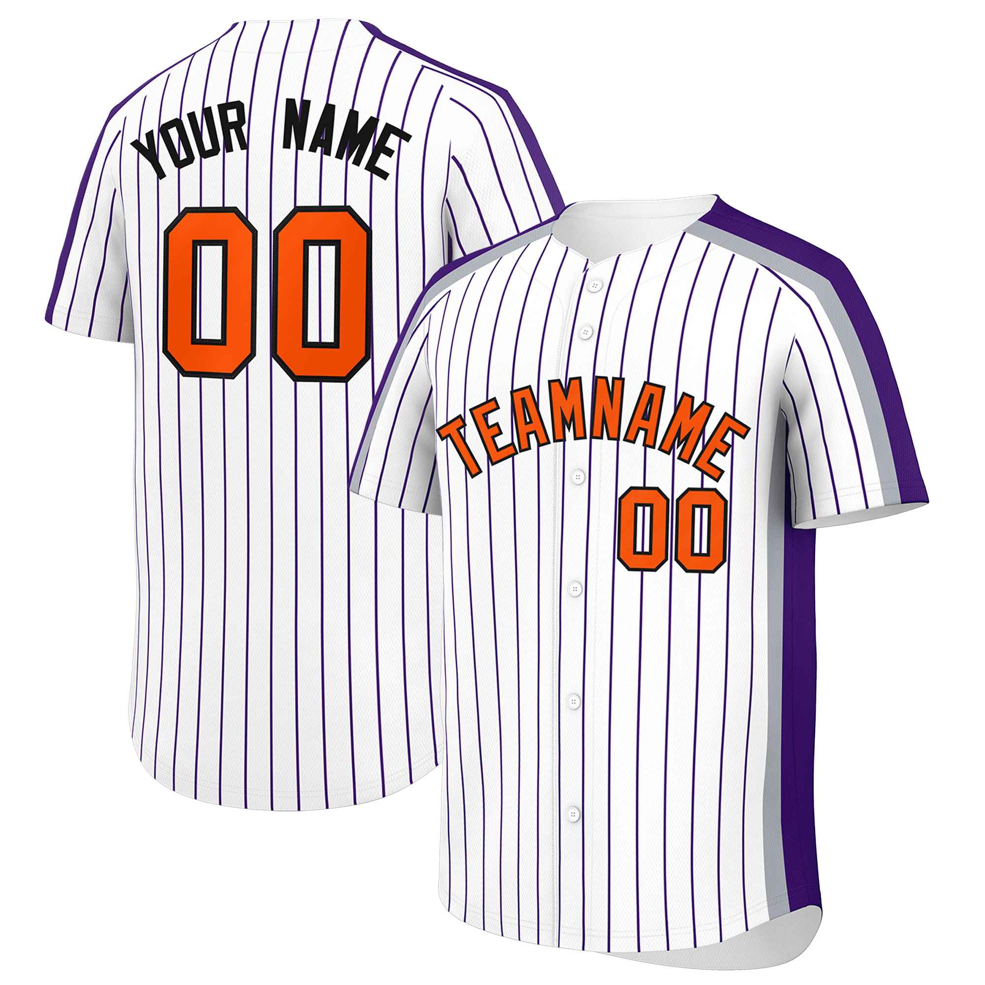 Custom White Purple Pinstripe Personalized Side Two-tone Authentic Baseball Jersey