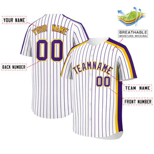 Custom White Purple Pinstripe Personalized Side Two-tone Authentic Baseball Jersey