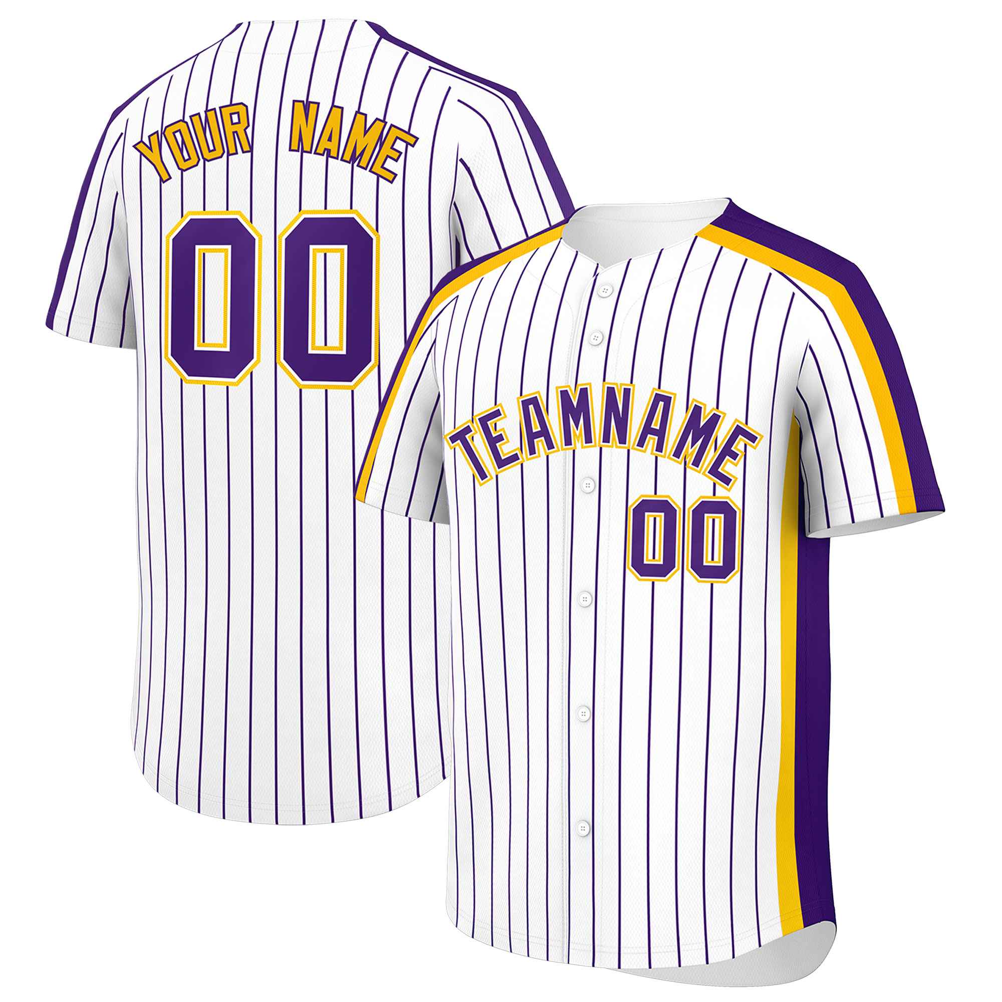 Custom White Purple Pinstripe Personalized Side Two-tone Authentic Baseball Jersey