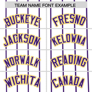 Custom White Purple Pinstripe Personalized Side Two-tone Authentic Baseball Jersey