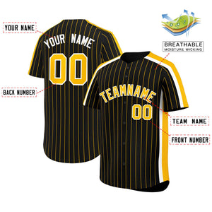 Custom Black Gold Pinstripe Personalized Side Two-tone Authentic Baseball Jersey