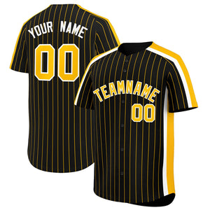 Custom Black Gold Pinstripe Personalized Side Two-tone Authentic Baseball Jersey