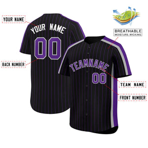 Custom Black Purple Pinstripe Personalized Side Two-tone Authentic Baseball Jersey