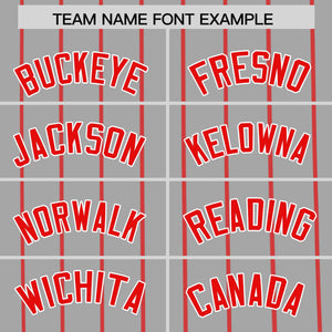 Custom Gray Red Pinstripe Personalized Side Two-tone Authentic Baseball Jersey