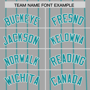 Custom Gray Aqua Pinstripe Personalized Side Two-tone Authentic Baseball Jersey