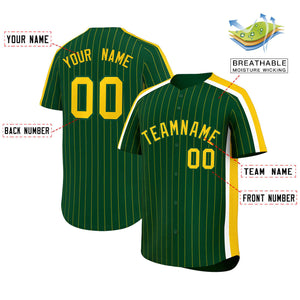 Custom Green Gold Pinstripe Personalized Side Two-tone Authentic Baseball Jersey