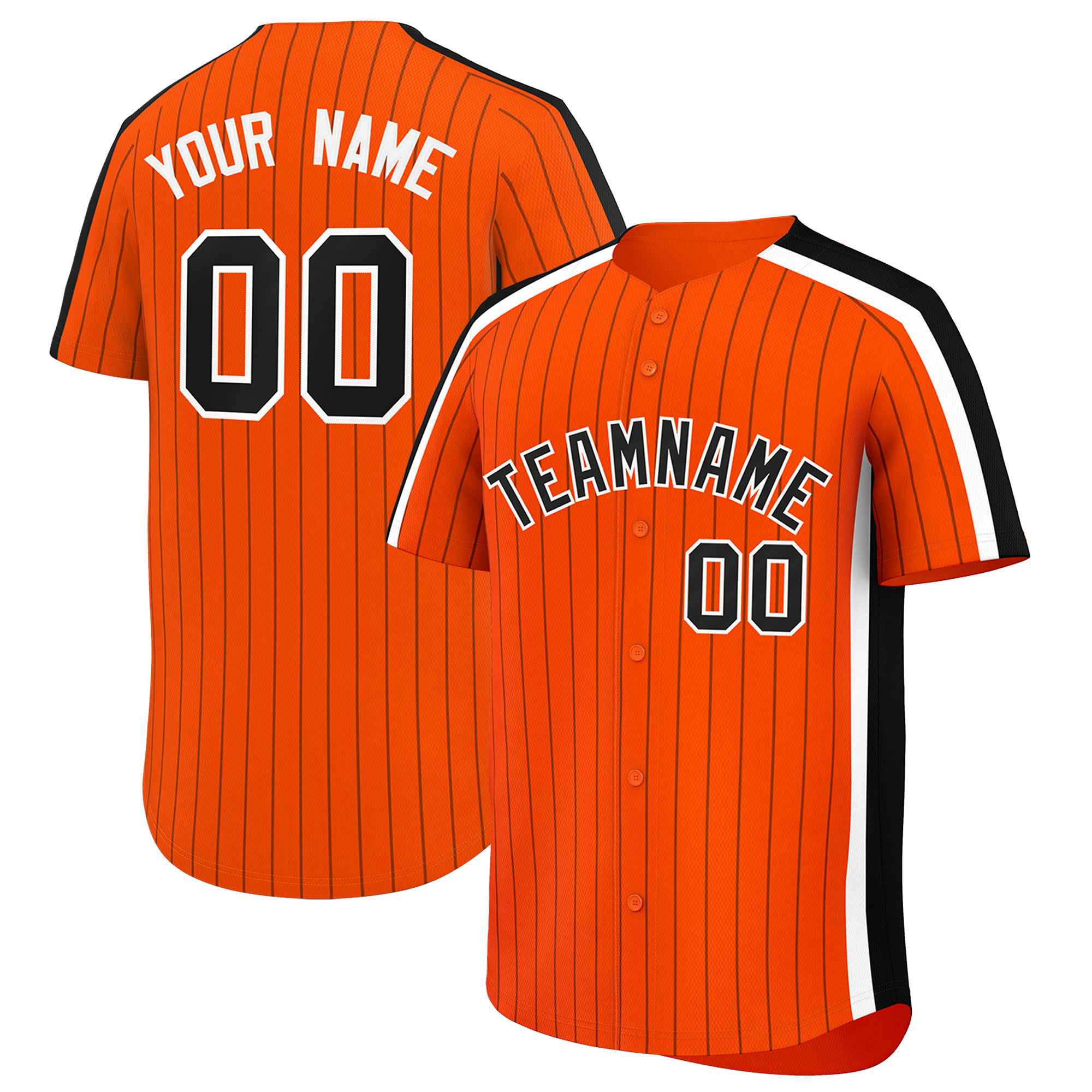 Custom Orange Black Pinstripe Personalized Side Two-tone Authentic Baseball Jersey