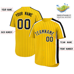 Custom Gold Black Pinstripe Personalized Side Two-tone Authentic Baseball Jersey