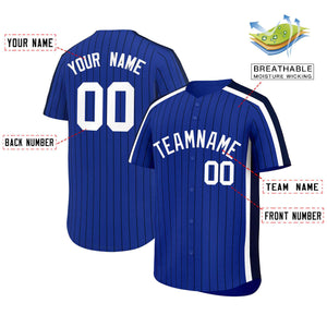 Custom Royal Navy Pinstripe Personalized Side Two-tone Authentic Baseball Jersey