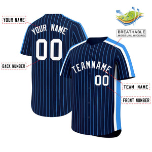 Custom Navy Powder Blue Pinstripe Personalized Side Two-tone Authentic Baseball Jersey