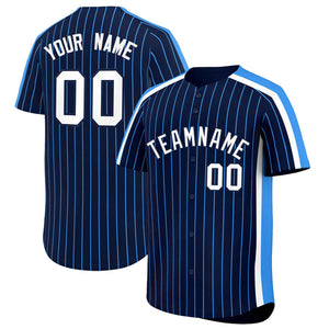 Custom Navy Powder Blue Pinstripe Personalized Side Two-tone Authentic Baseball Jersey