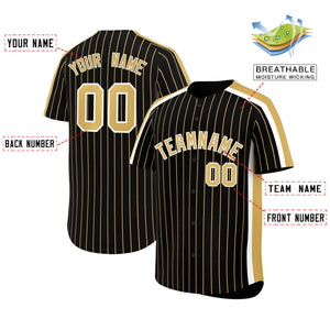 Custom Black Khaki Pinstripe Personalized Side Two-tone Authentic Baseball Jersey