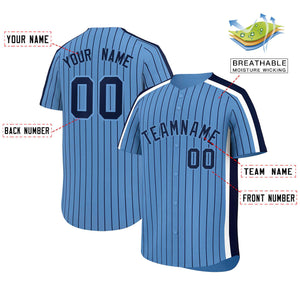 Custom Light Blue Navy Pinstripe Personalized Side Two-tone Authentic Baseball Jersey