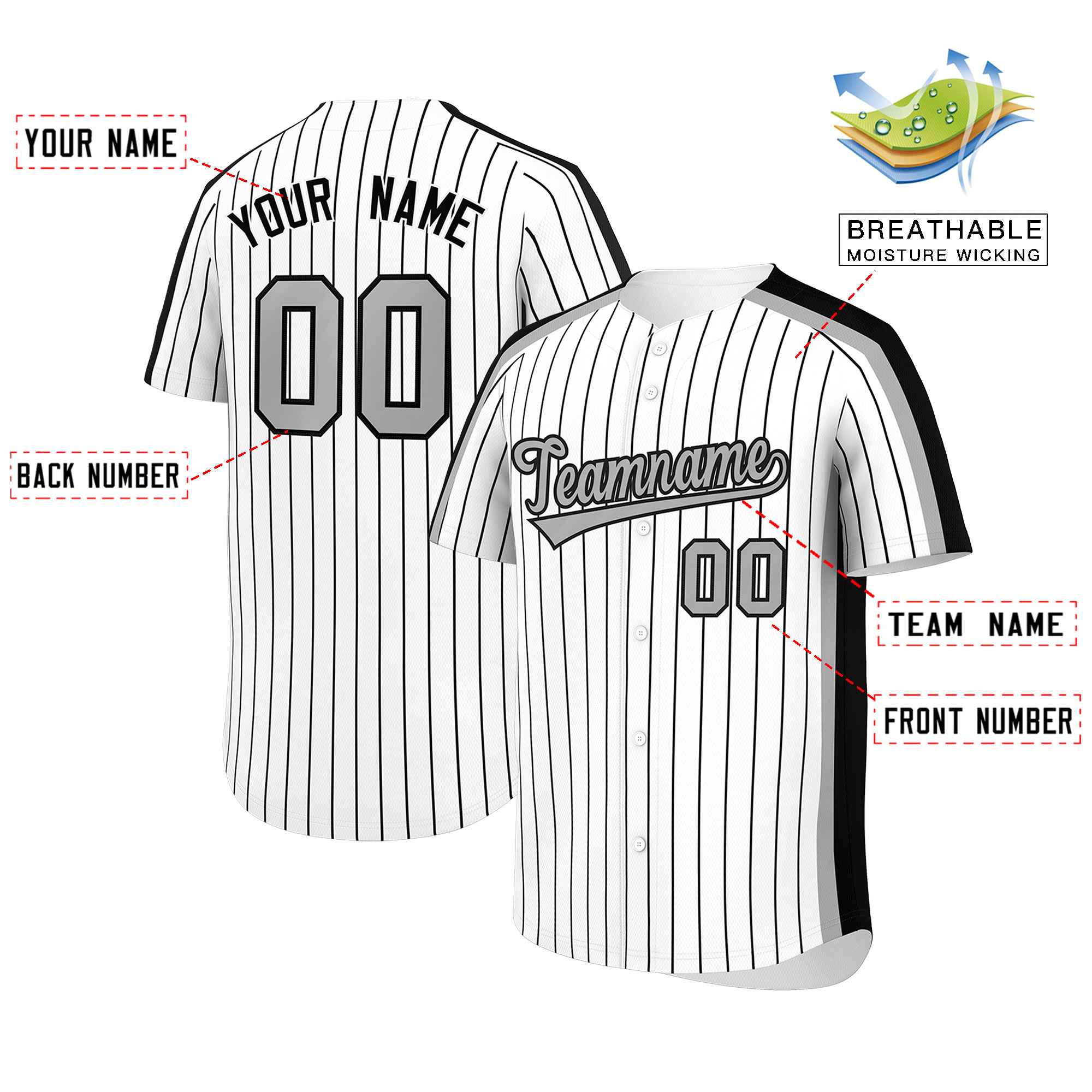 Custom White Black Pinstripe Personalized Side Two-tone Authentic Baseball Jersey